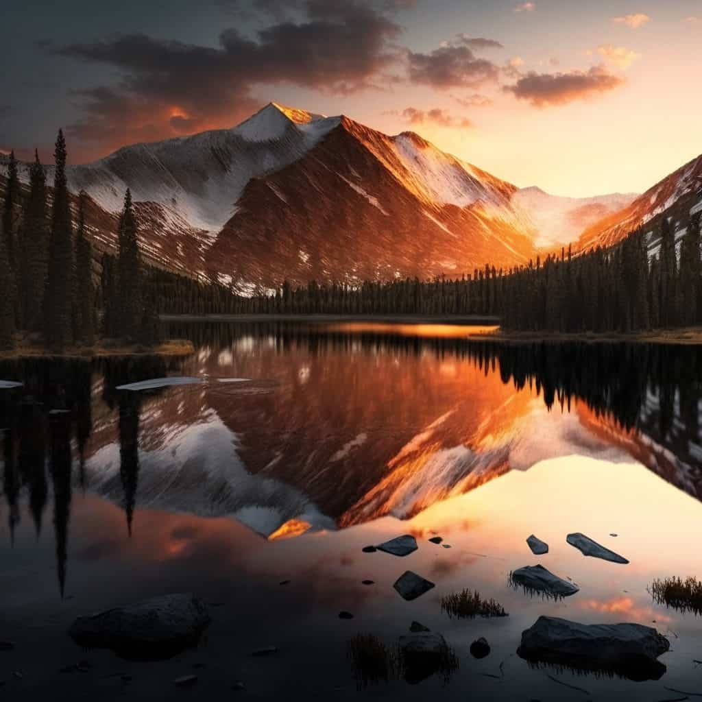 A Colorado Lake At Sunset With Mountains